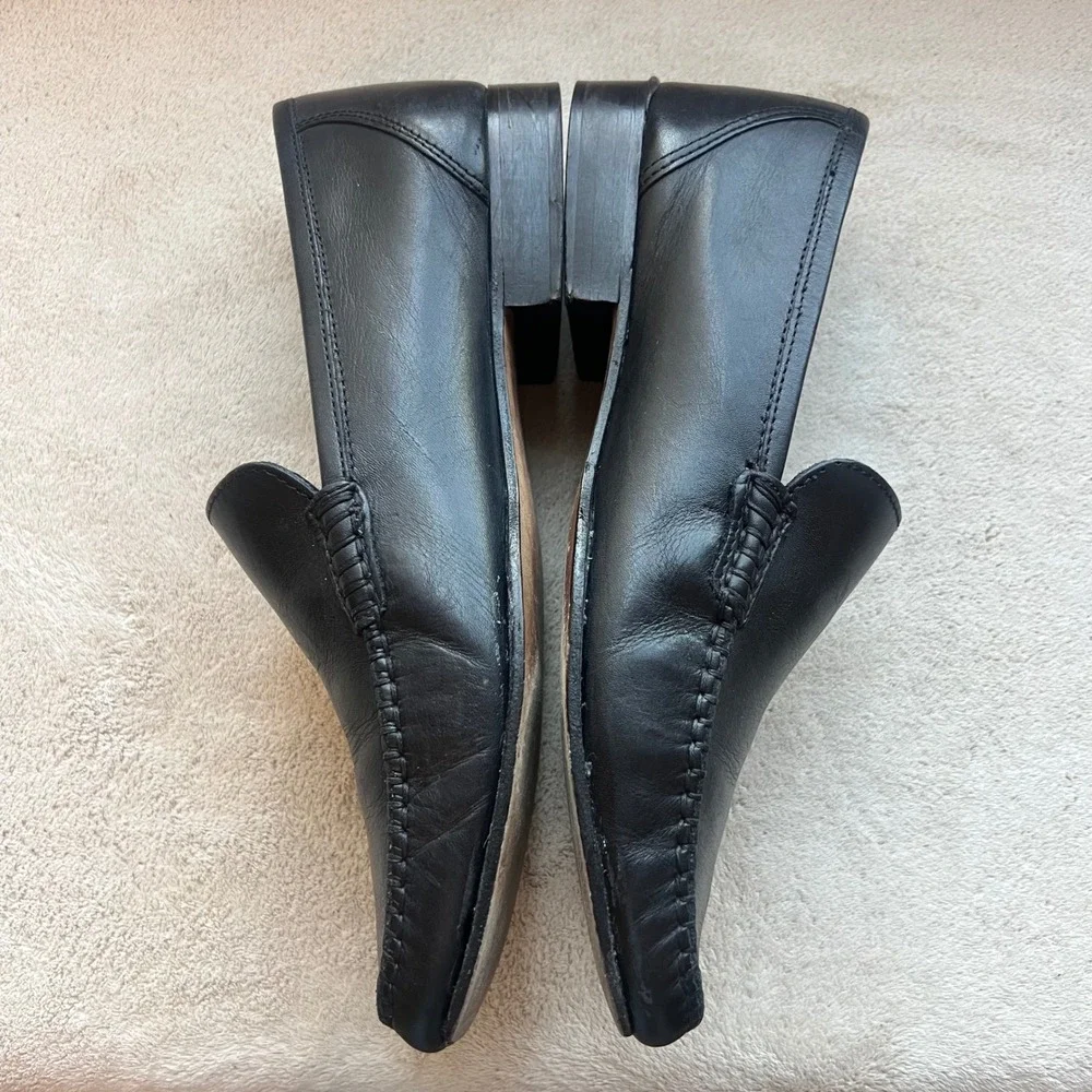 Pugnaloni Men 9-9.5‎ EU 42 Black Leather Loafers Classic Slip On Shoes Italy